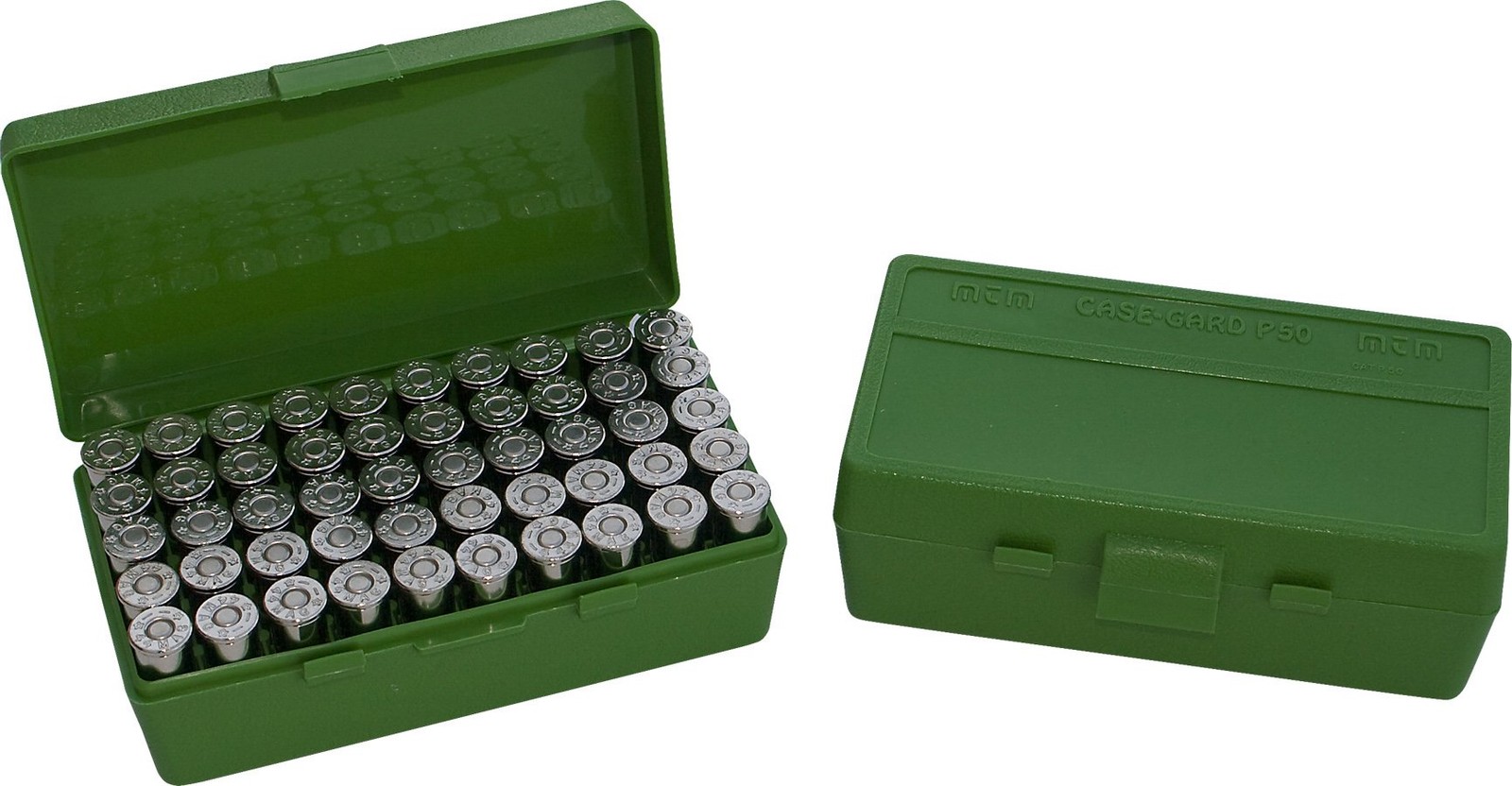 MTM 50 Round Flip-Top Ammo Box 25/32 Auto Cal (Green) Green