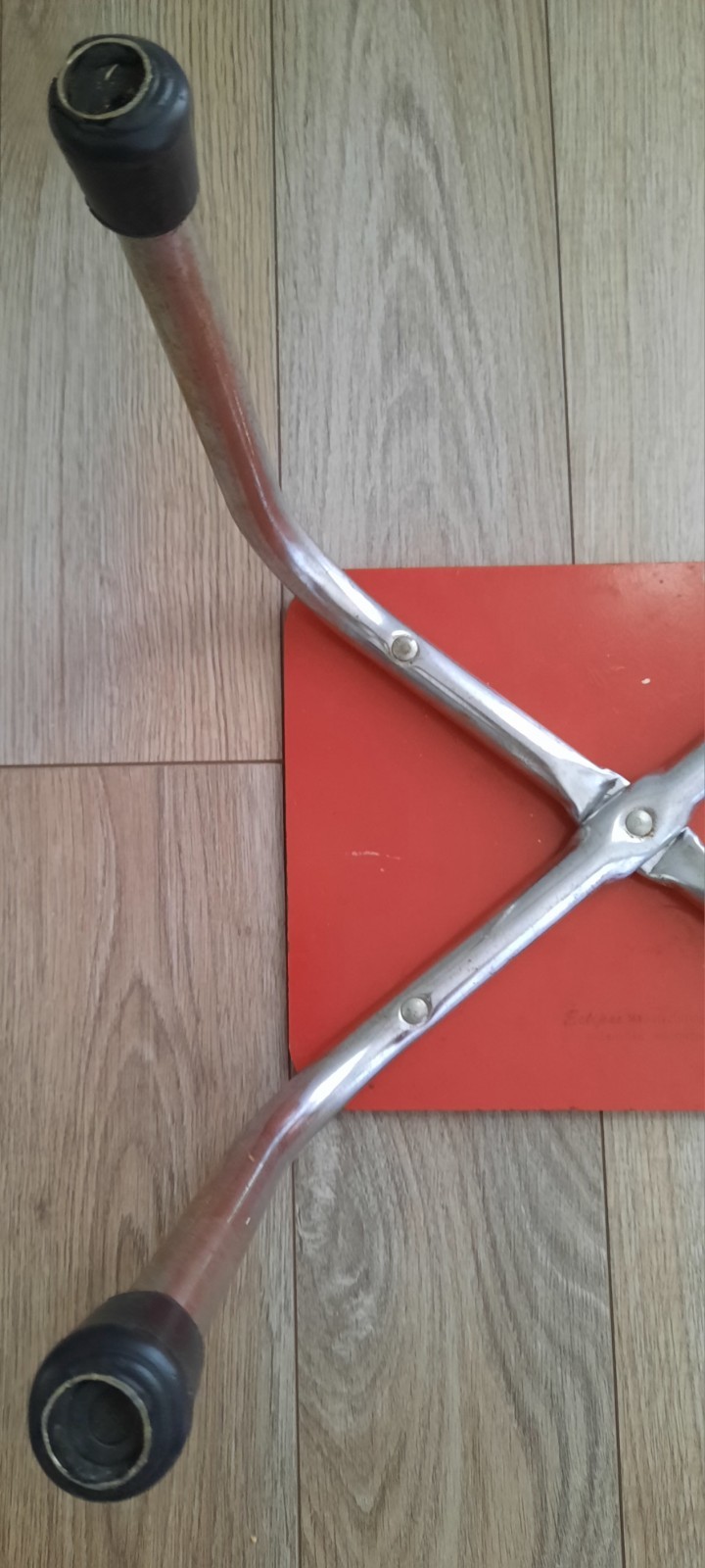 Vintage RED One Step Stool 10"x 12" Mid Century Retro Chrome Legs Eclipse