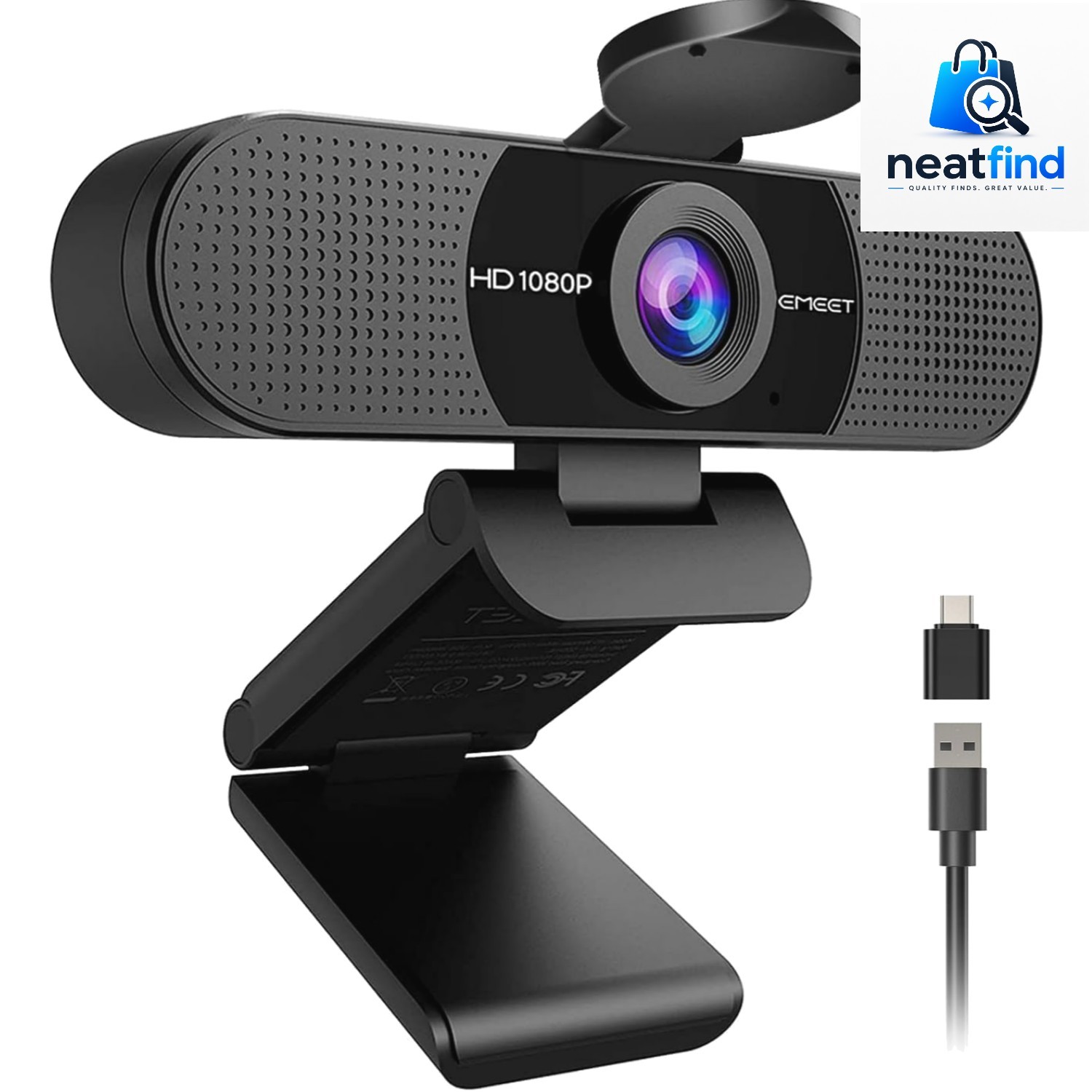 C960 1080P Webcam with Microphone, 2 Mics, 90° FOV, Computer Camera | USB Typ...