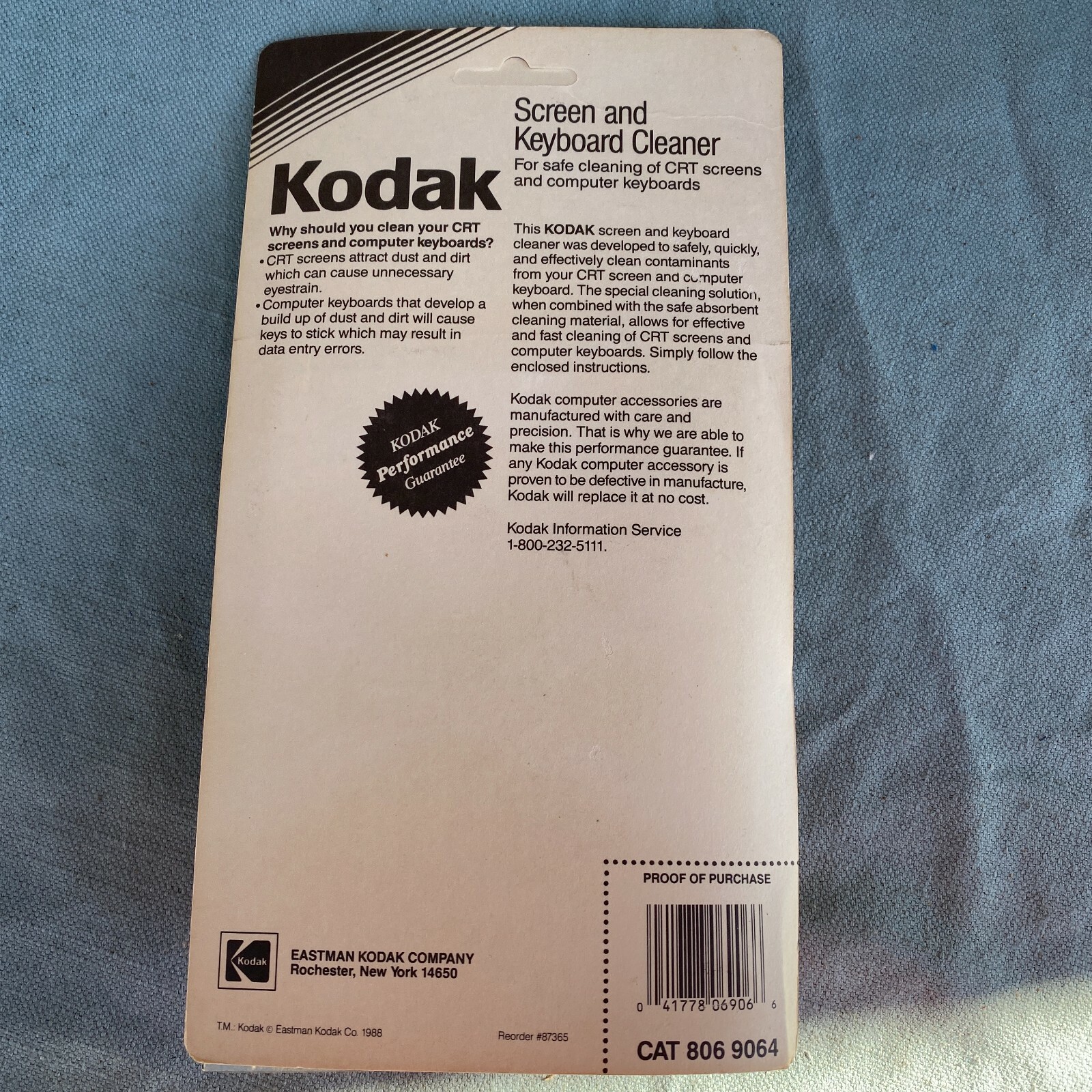 Kodak Screen Keyboard Cleaner Solution CRT Computer Screen Vintage 1988 Cloth