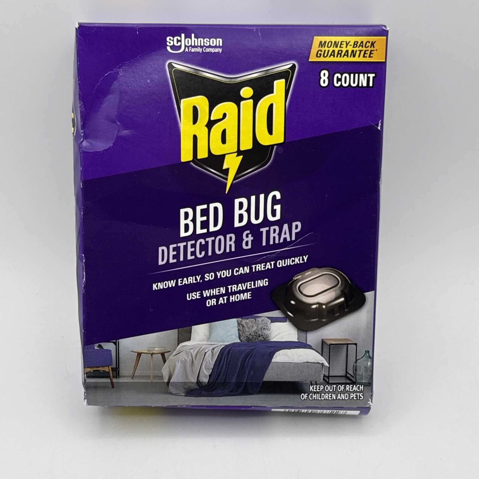 Raid Bed Bug Detector and Trap For Travel Or Home 8 Count 1 Box