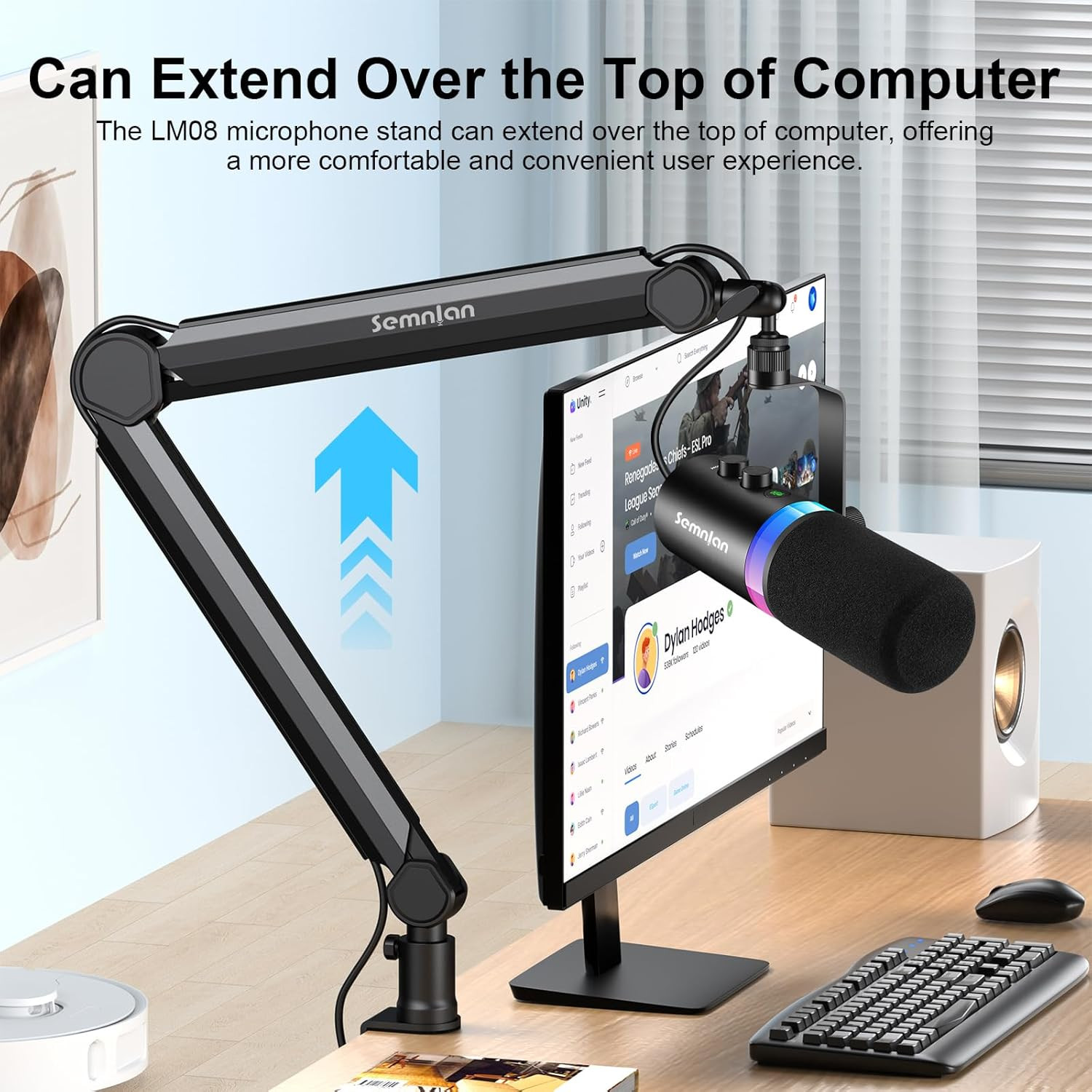 Soporte Microfono 360 Brazo Ajustable Abrazadera Canal Cable Podcast Streaming