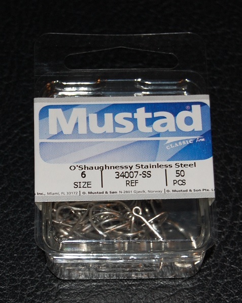 50 Mustad 34007SS-06 Size 6 Saltwater Stainless Steel O'Shaughnessy Hooks