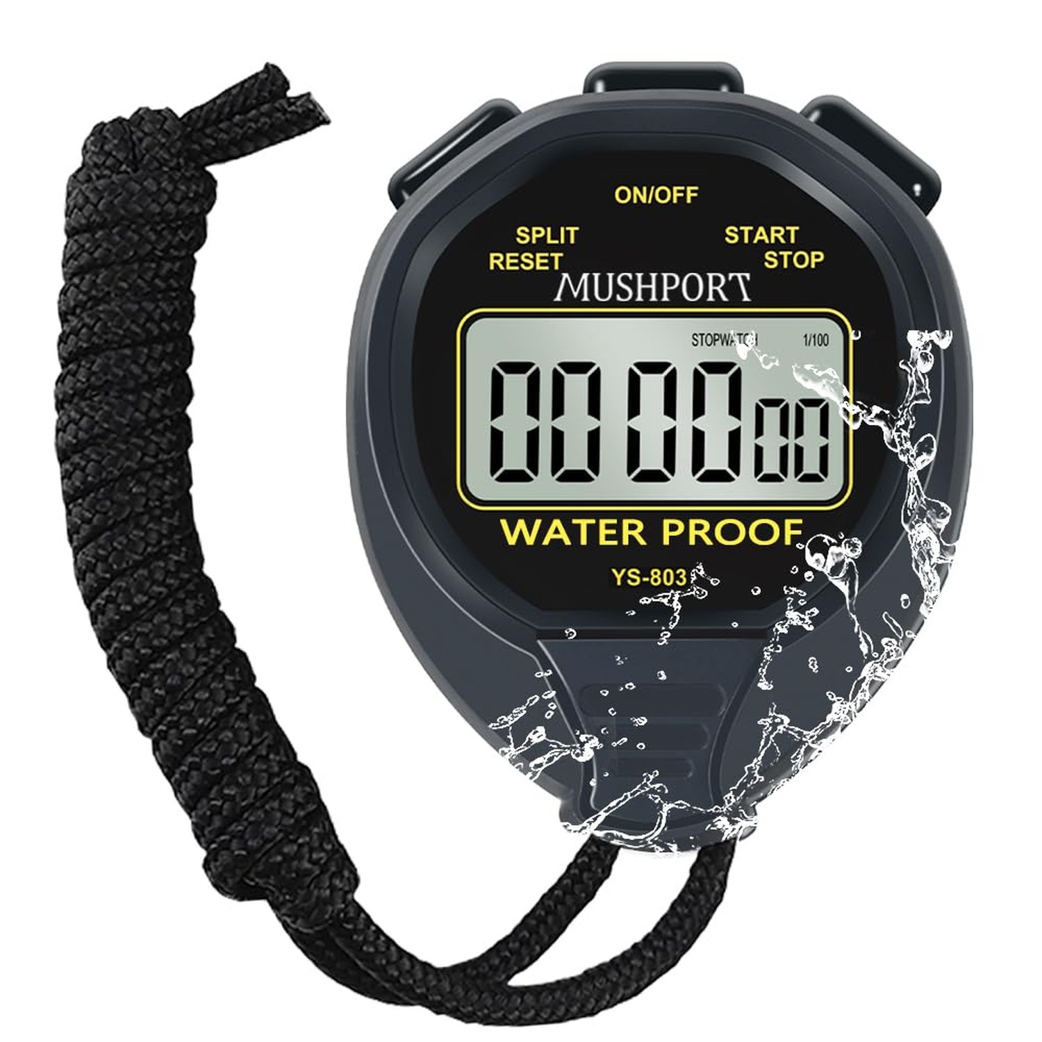 Waterproof Stopwatch Timer, Digital Stop-Watch for Sports, Black | Only Stopw...