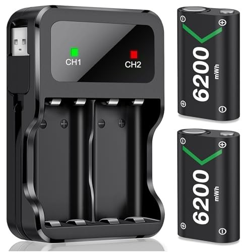 Xbox Controller Battery Pack 2x 6200mWh Rechargeable Fast Charging Charger