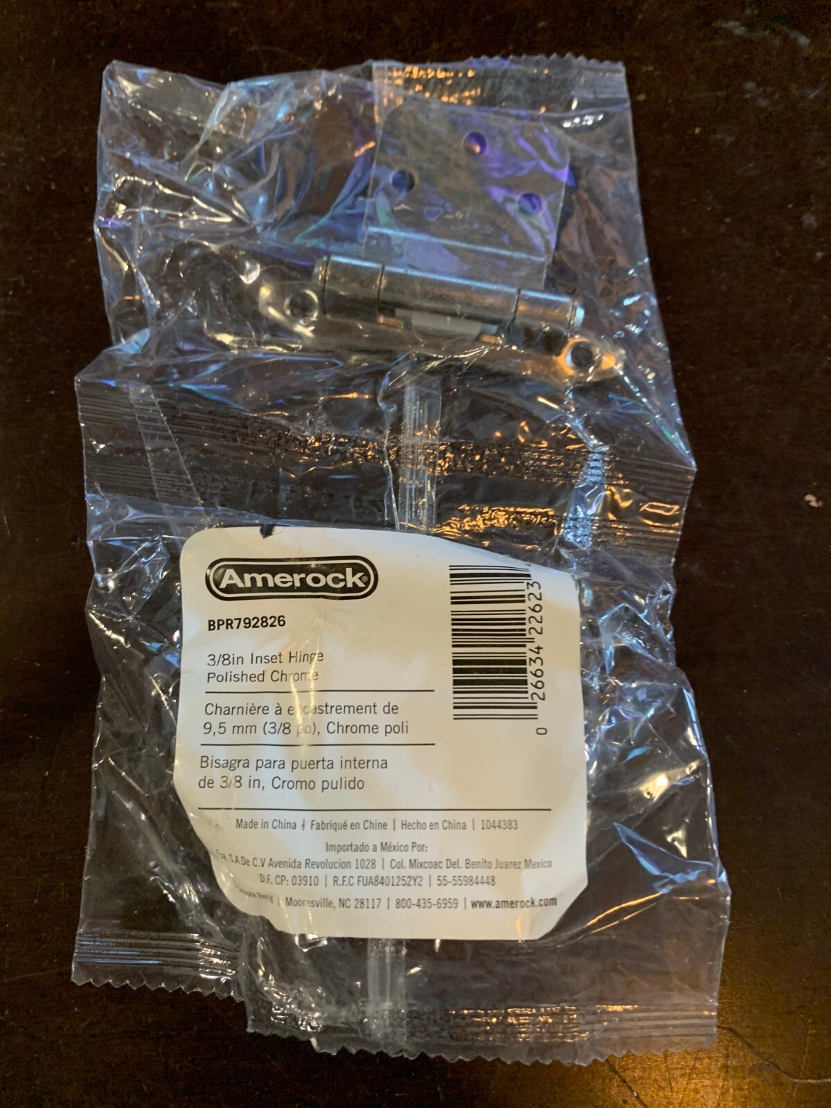 3/8" INSET CABINET HINGES 2-pk - polished chrome - self-close Amerock BPR792826
