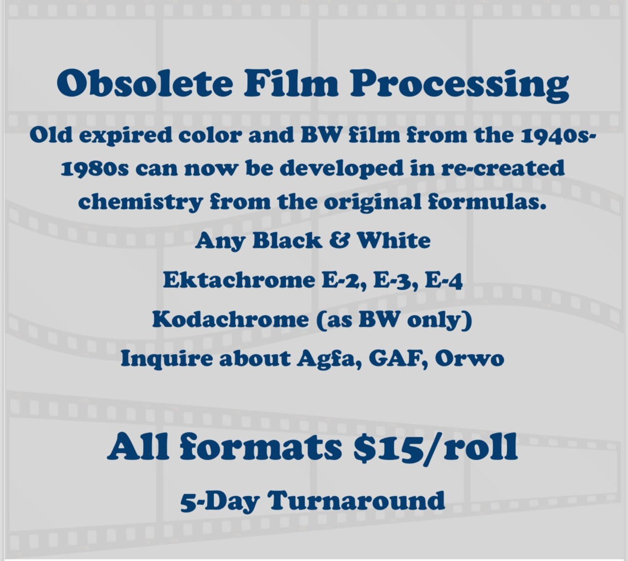 Obsolete Film Developing