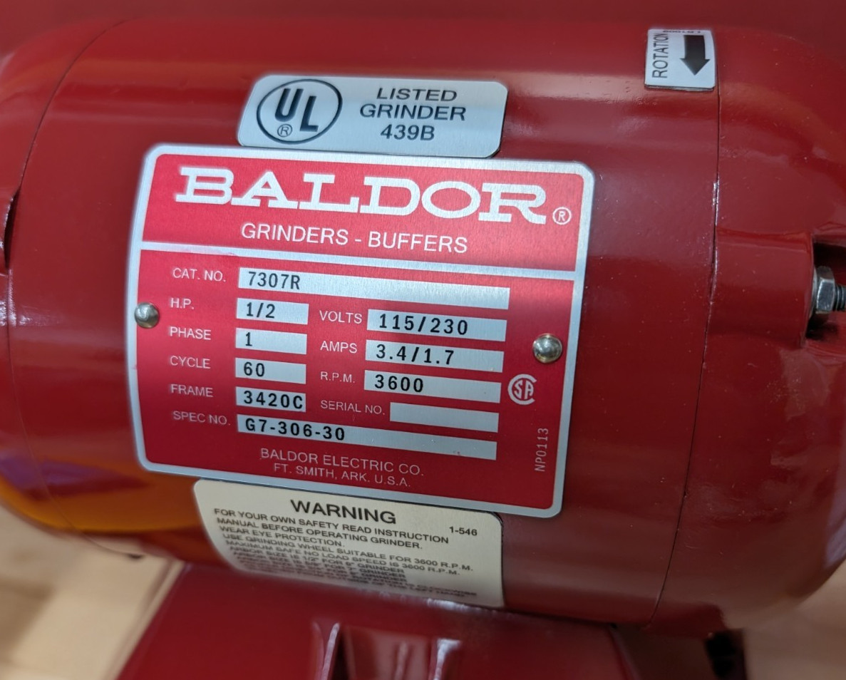 Replacement Bench Grinder Label Set Red 6", 7" & 8" | Baldor | Sublimated | USA