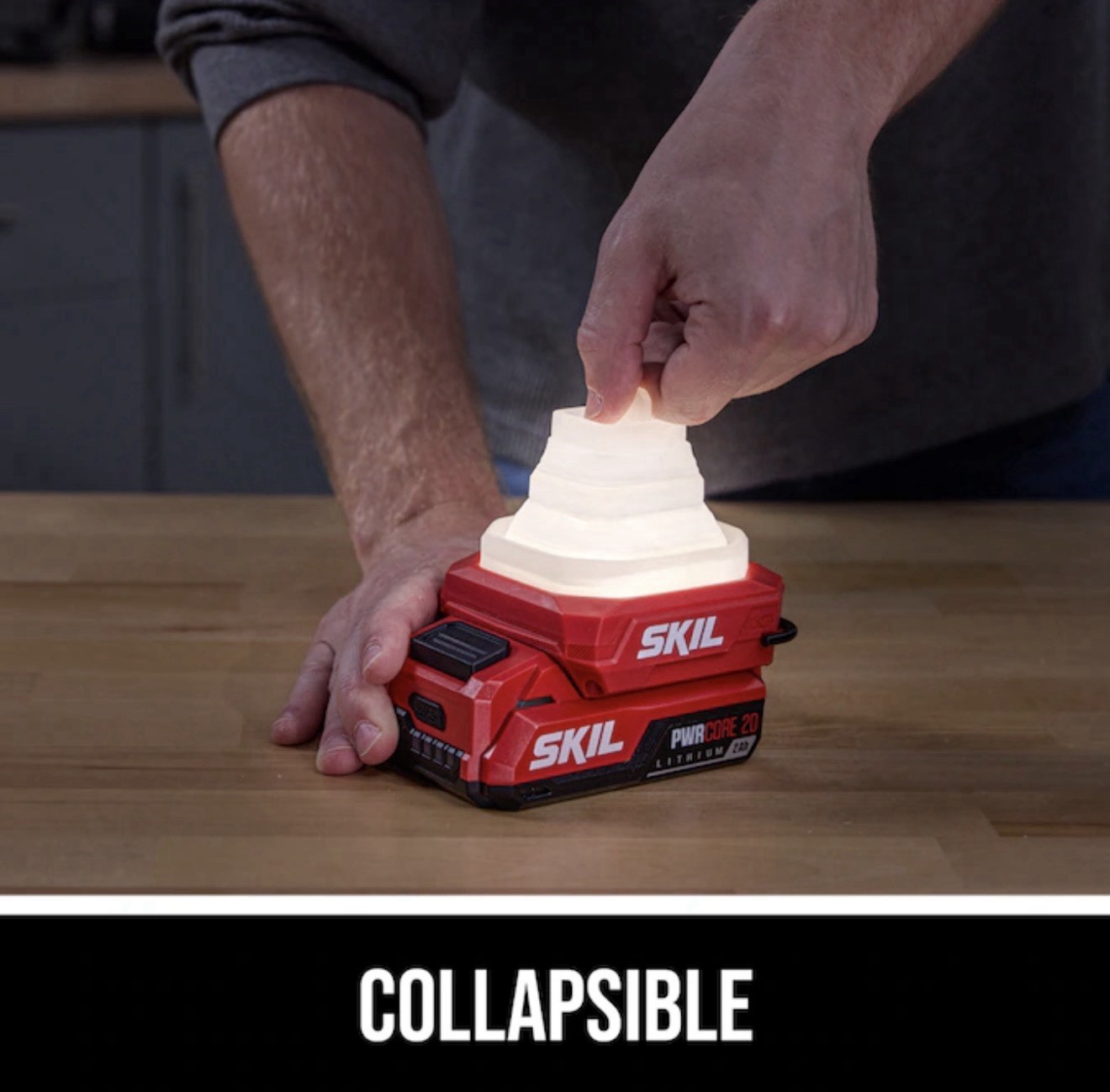 SKIL 12V/20V Collapsible Lantern 300- Lumen 1 -Adjustable Mode LED (accessory)