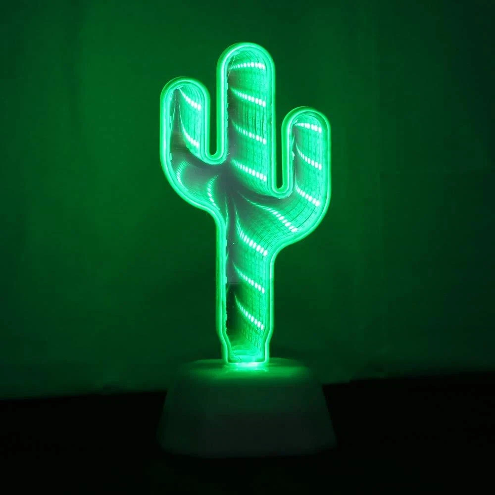 3d Creative Tunnel Lamp Infinite Mirror Tunnel Light 3d Mirror Light Led Cactus
