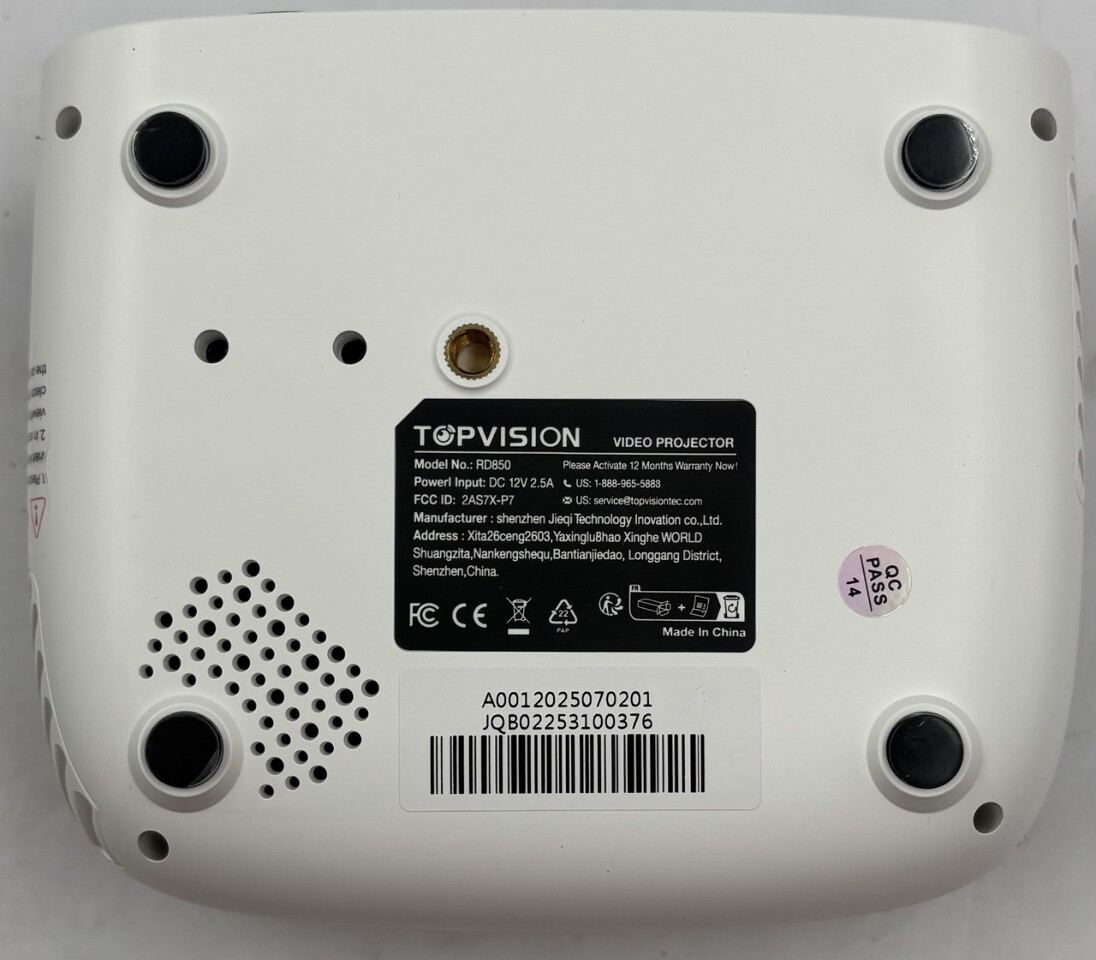 TOPVISION RD850 WHITE VIDEO PROJECTOR 12V 2.5A