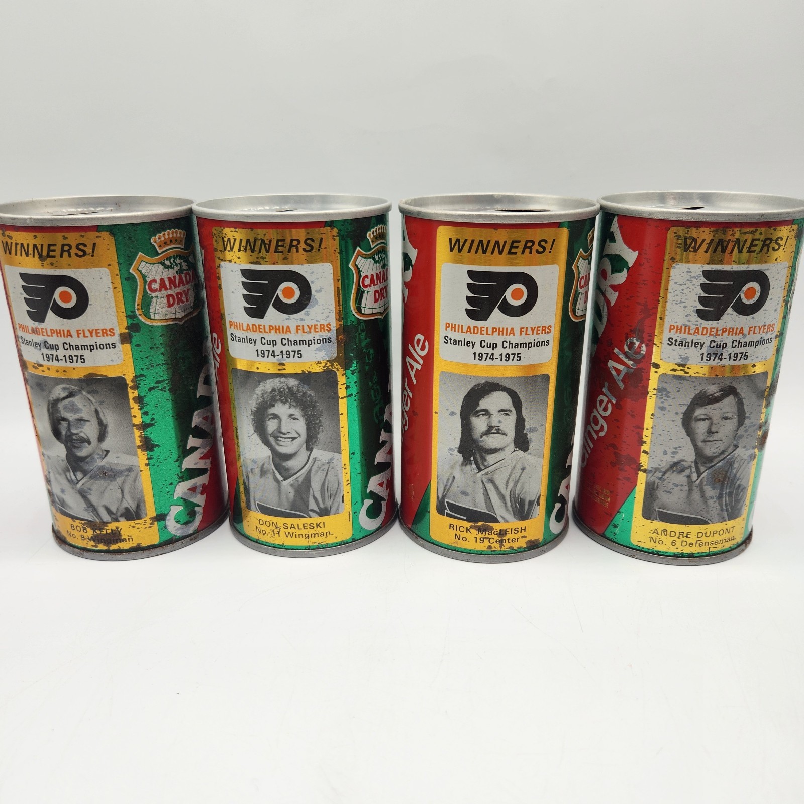 Vintage Canada Dry 1974/75 Philadelphia flyers Champion soda cans Lot Of 4
