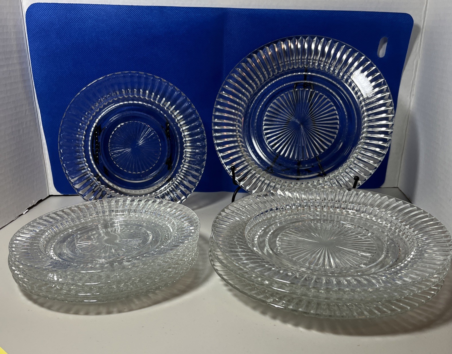 Vintage Luncheon & Dessert Plates Anchor Hocking Prismatic Pattern