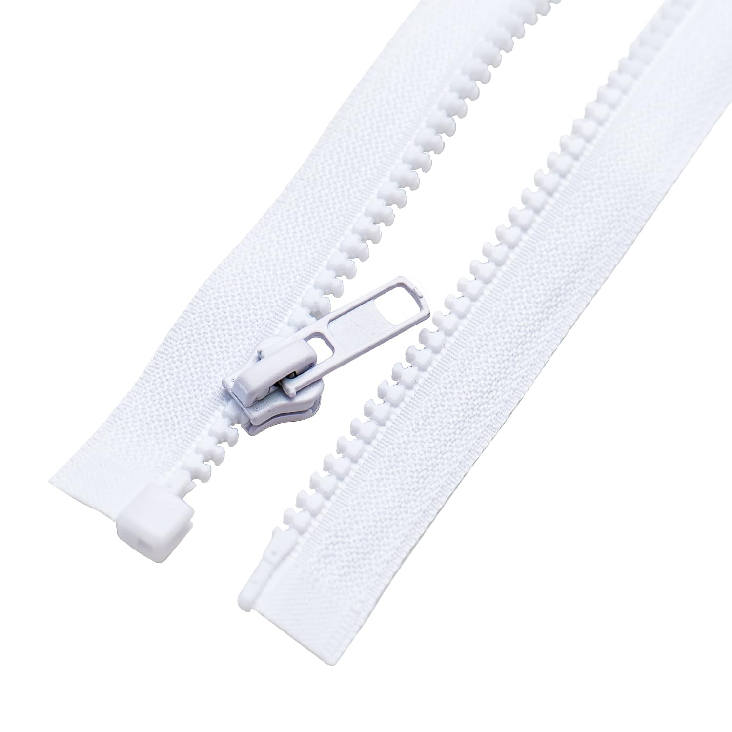 #5 37 Inch Separating Jacket Zippers 2 PCS White Molded Plastic Bulk DIY