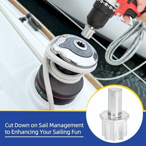2PCS Boat Winch Drill Adapter Portable Winch Crank Tool Sailing Marine Gear