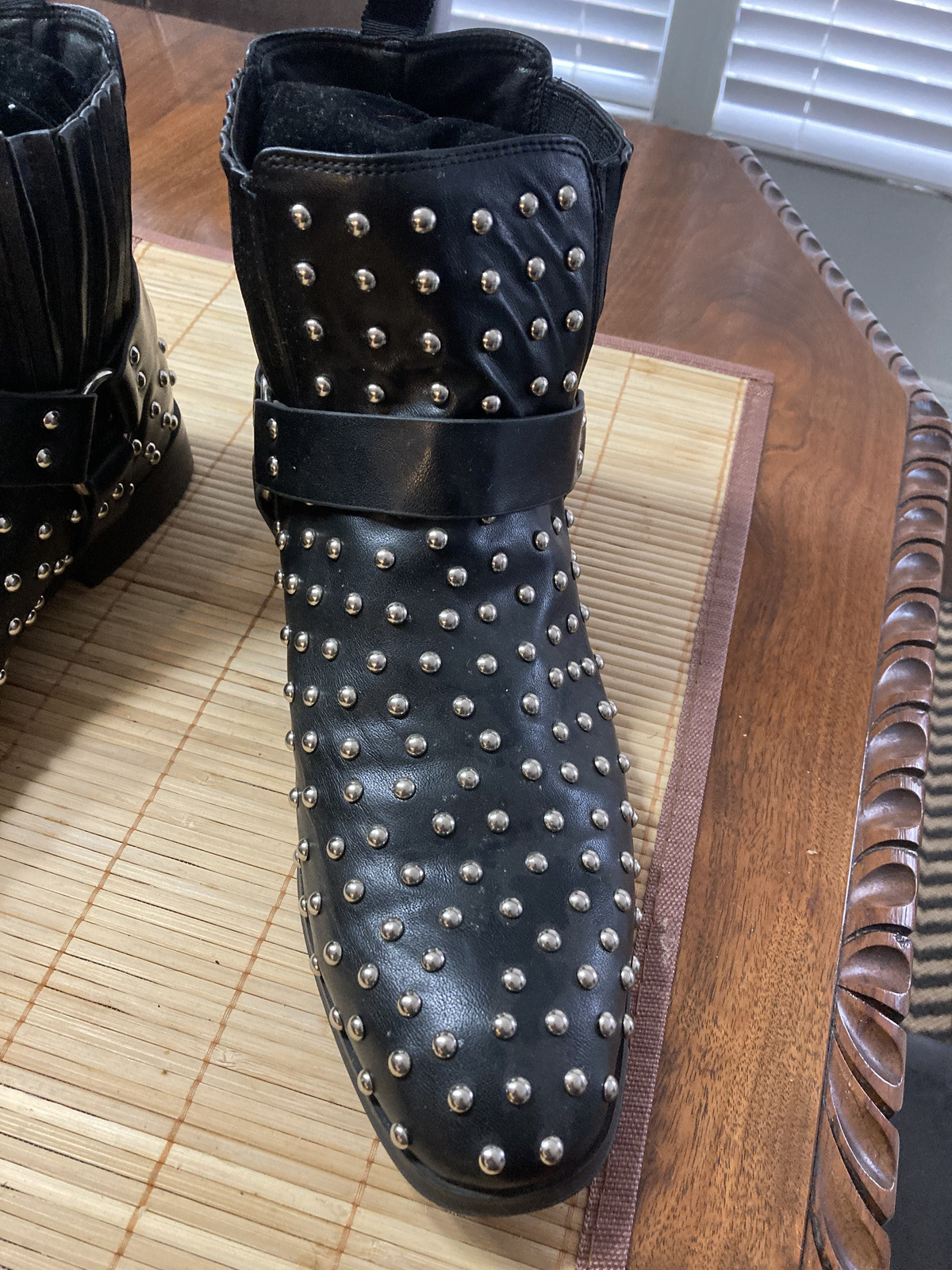 Very Cool Rock and Roll Mens Silver Studded Ankle Boots Size 9D