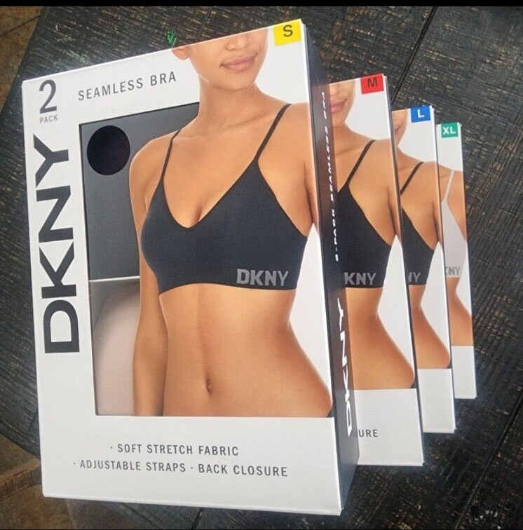New DKNY Ladies' 2 Pack Seamless Bralette Wire Free Bra Soft Stretch Fabric