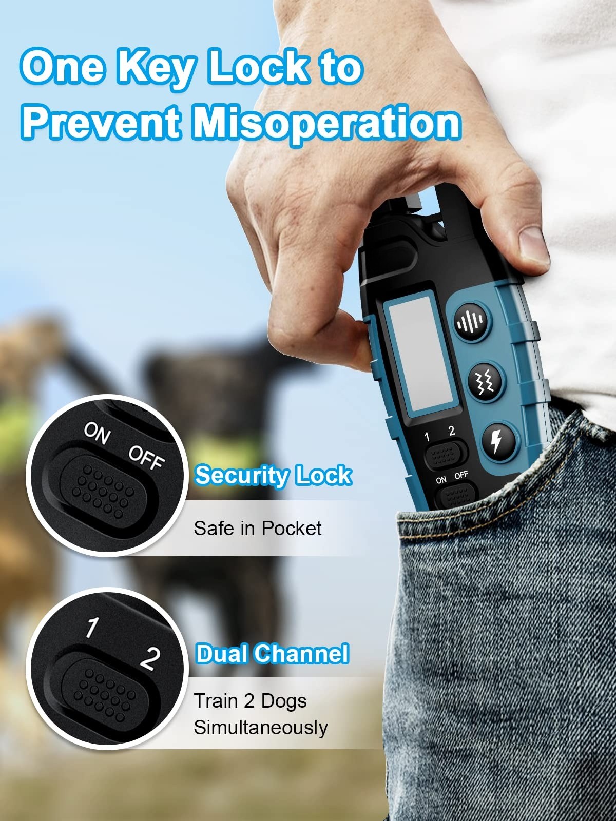 3300ft Remote Dog Training Collar with Shock, Vibrate & Beep Modes