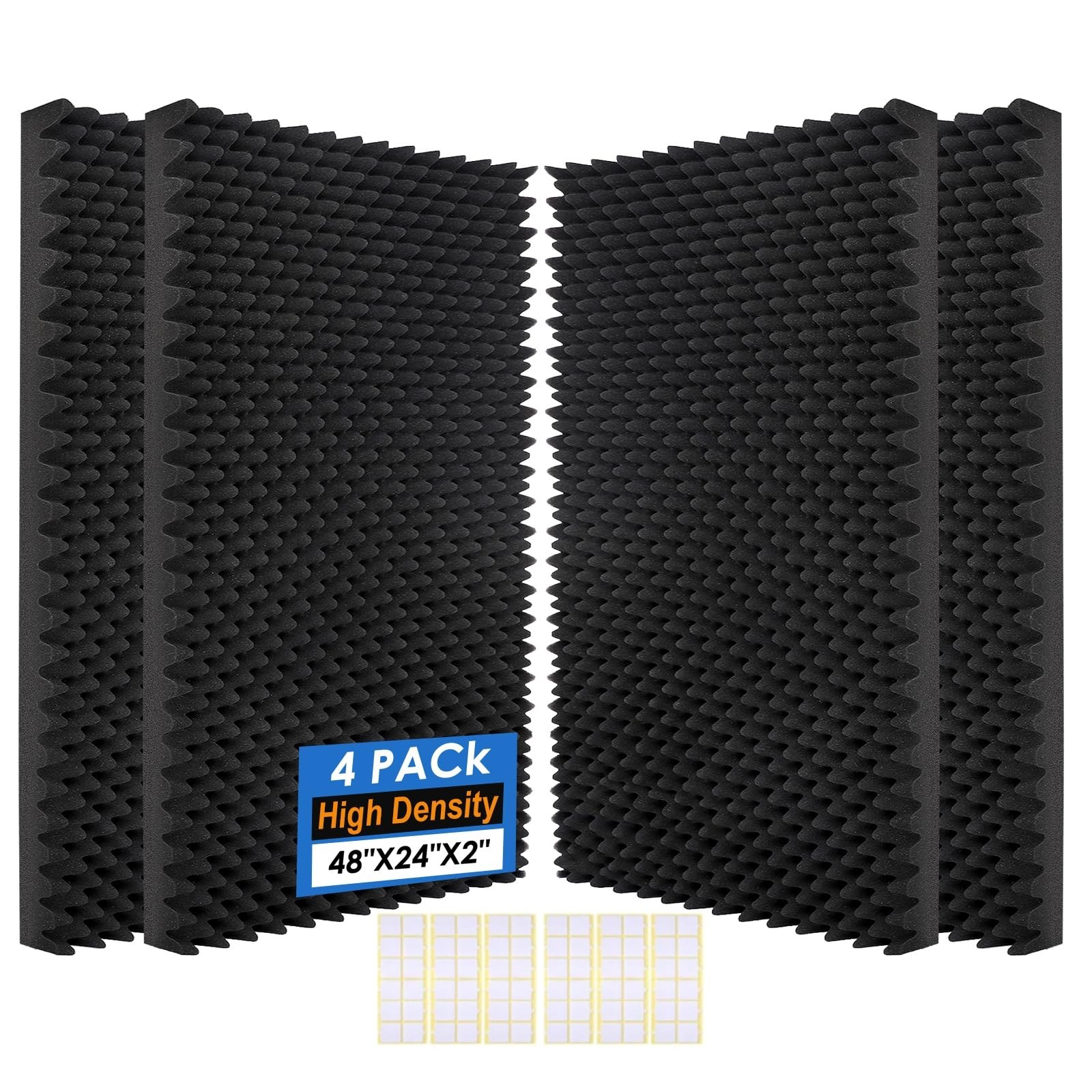 4 Pack Acoustic Panels, 48x24x2” Egg Crate Soundproof Foam Wall Panels Hig