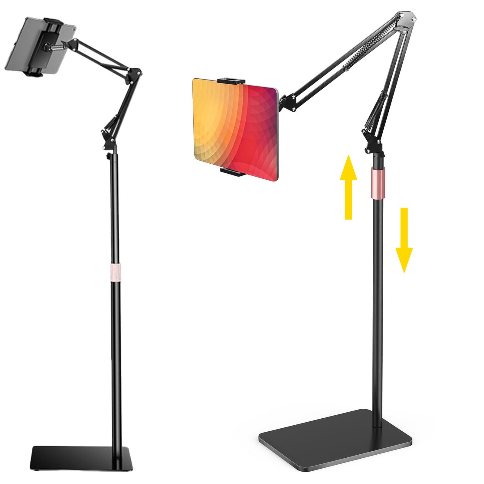 69'' Tablet Floor Stand Overhead Bed Phone Stand Angle Height Adjustable Holder