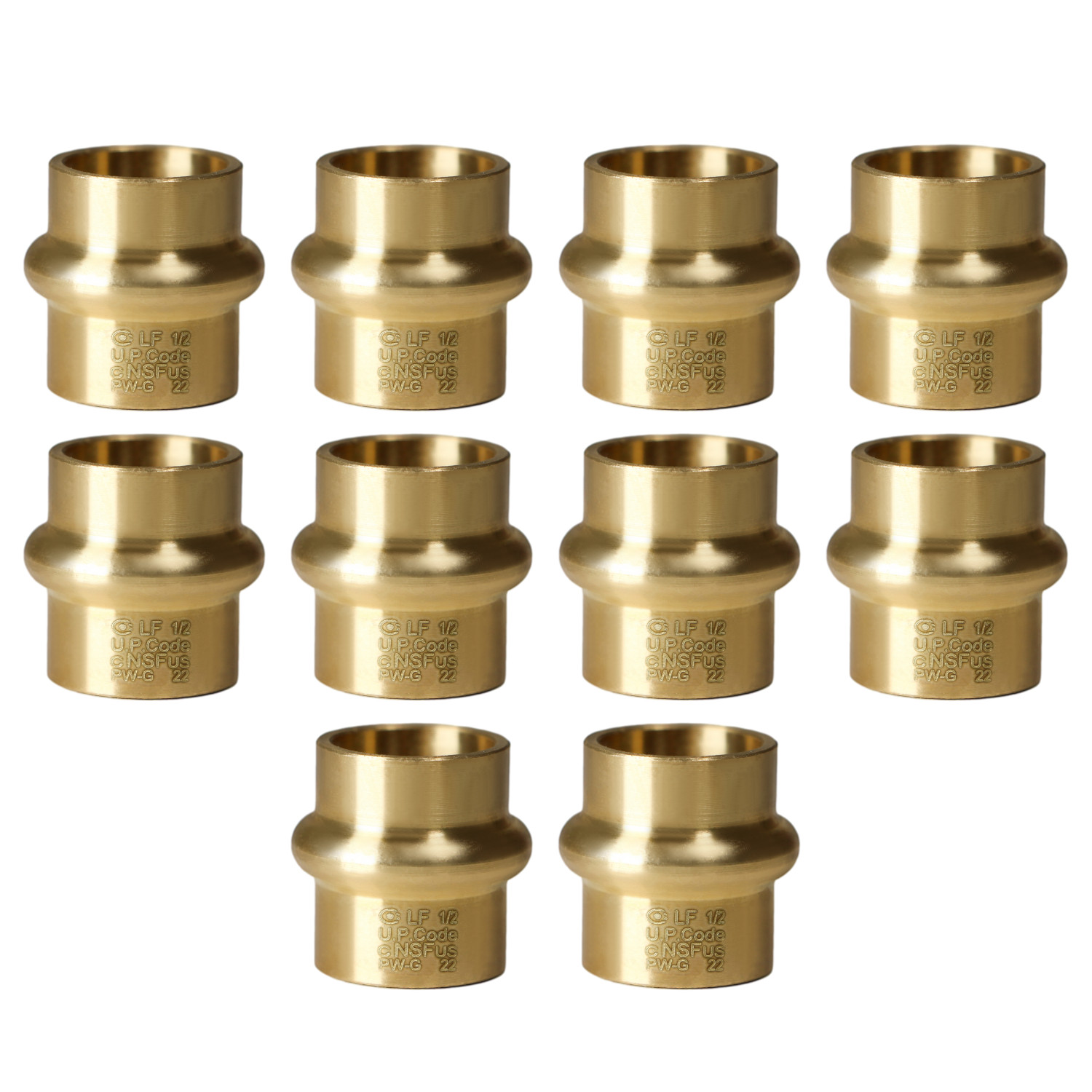 10 Pack XFITTING 1/2" Press Plug, Lead Free Brass, ProPress