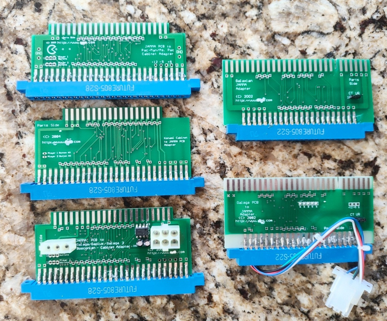 Choice of JAMMA PCB or Cabinet adapters Konami Pacman Galaxian Galaga adapters