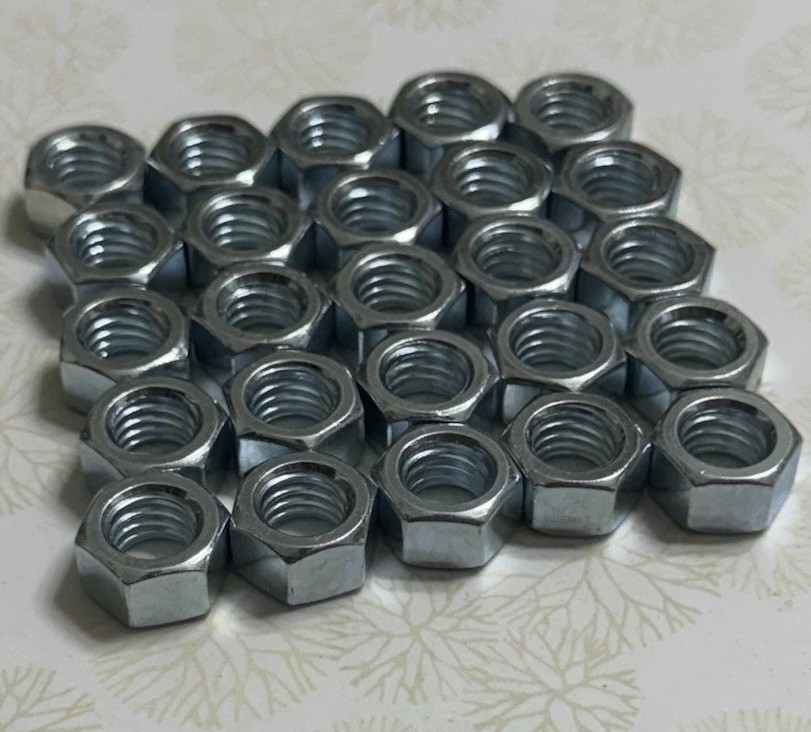 3/8”-16 Hex Nuts Set of 25 Pieces Steel SAE Ungraded Zinc Coated