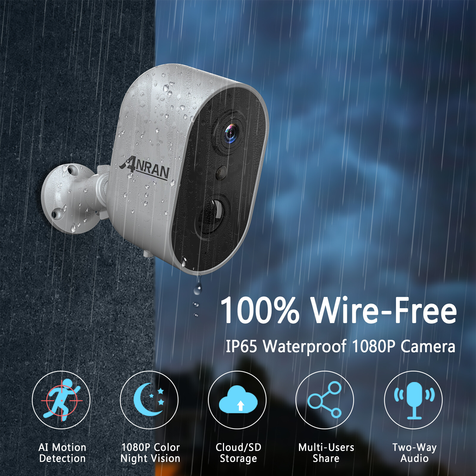 ANRAN Solar Battery Security Camera Wireless Outdoor 3MP WiFi Camera PIR Sensor