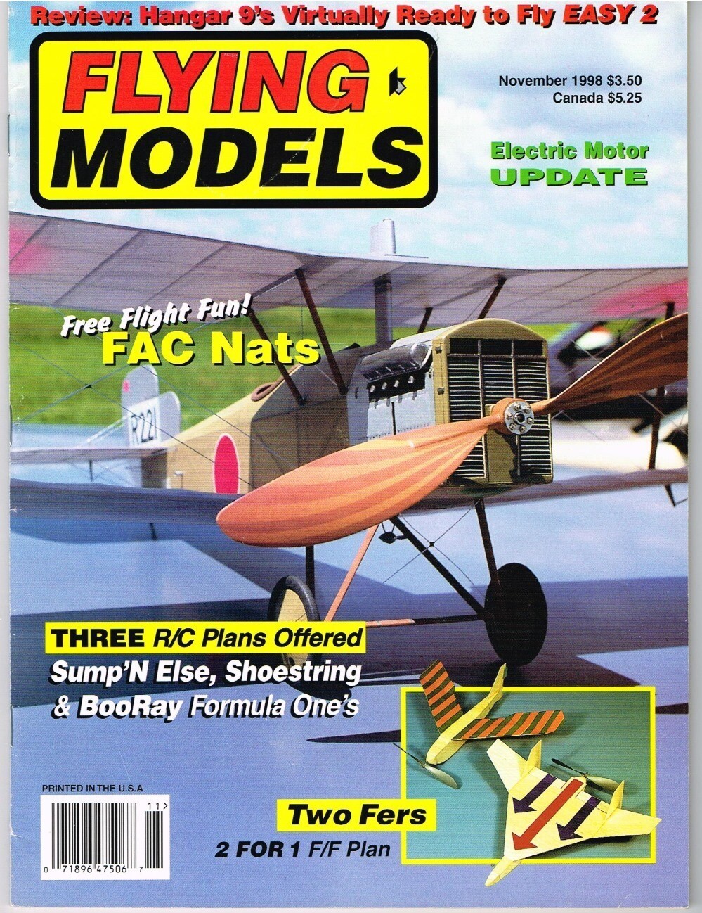 FLYING MODELS Magazine November 1998 Formula V Air Racing