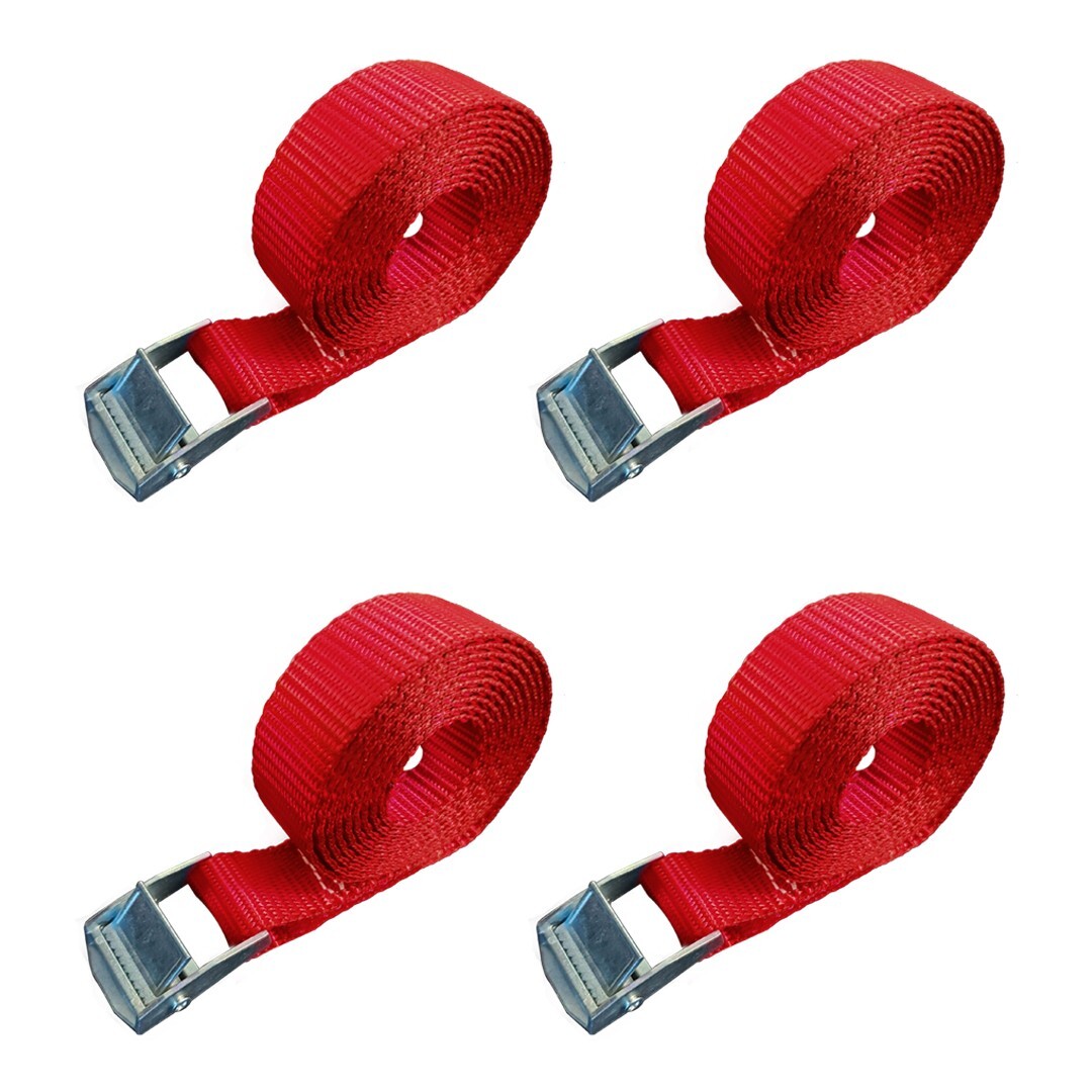 USA 4 Pack 1" x 15ft Cam Buckle Endless Lashing Strap for Motorcycle Bicycle