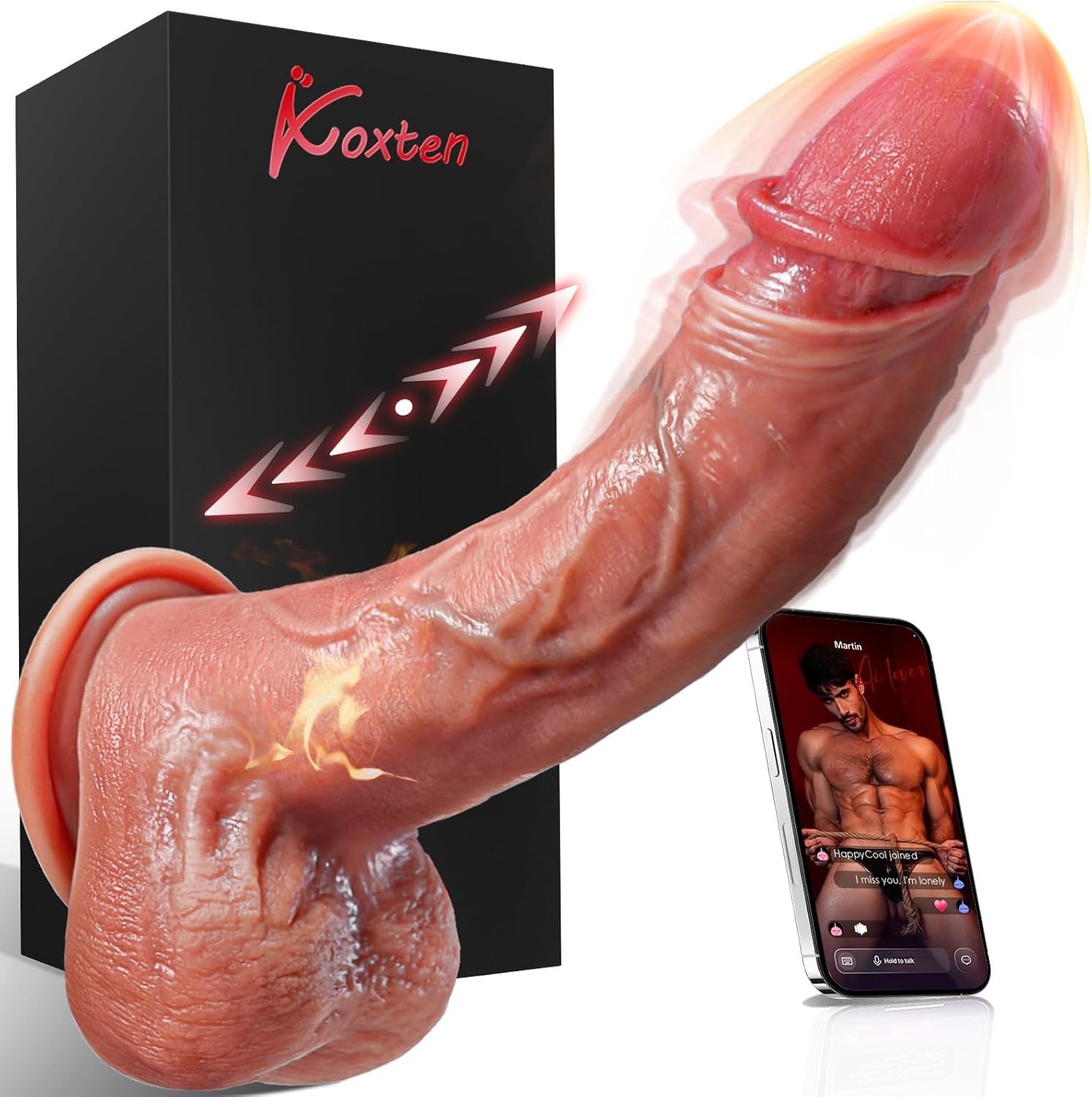 Thrusting Dildo Adult Toys Vibrator - APP Control Penis with 9 Vibe + 9 Thrust +