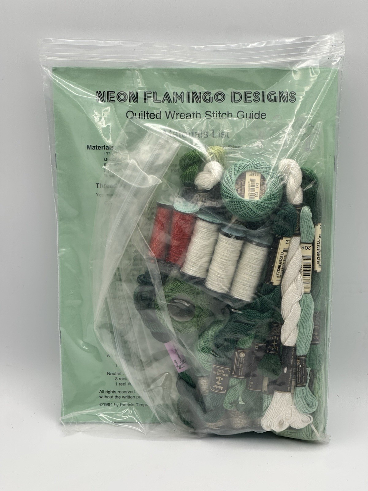Neon Flamingo Designs 1994 Quilted Wreath Pattern With Threads