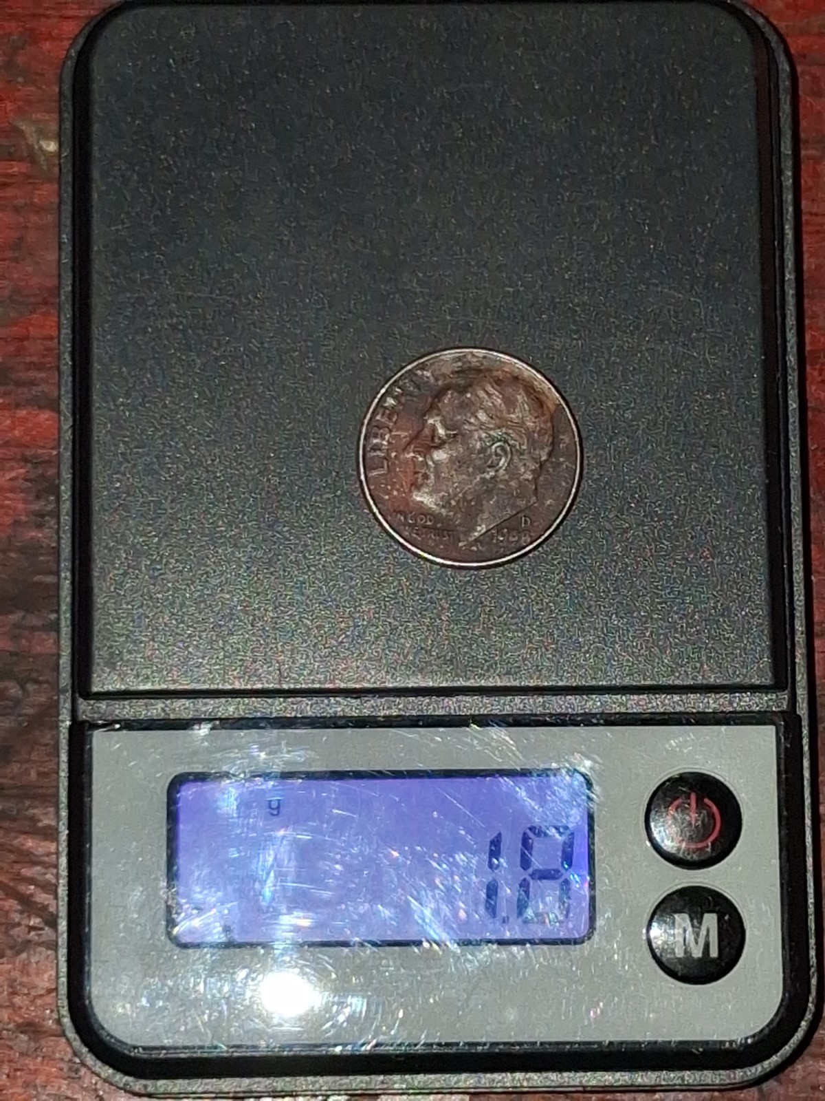 Roosevelt dime, missing clad layer weighs 1.8 grams