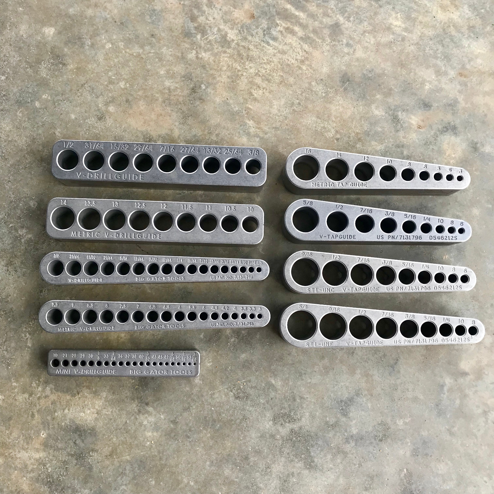 The Ultimate Big Gator Set - 9 Piece Set - 5 V-DrillGuides & 4 V-TapGuides