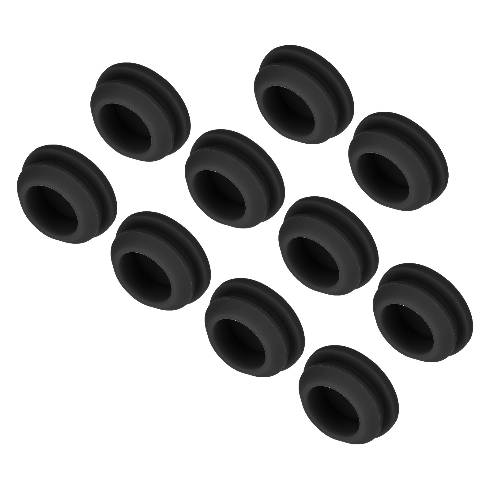 10pcs Silicone Snap in Locking Hole Plugs,15mm Narrow Groove 2mm Black