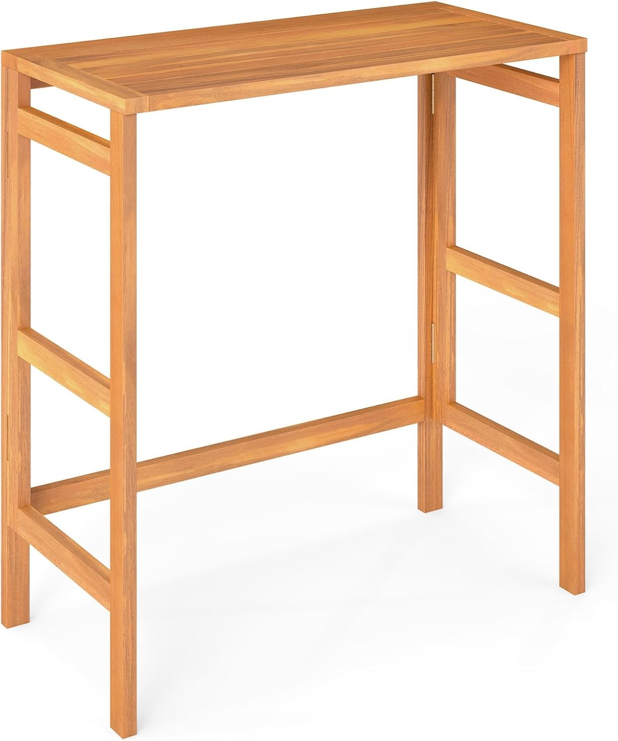 Acacia Wood Outdoor Folding Bar Table, Patio Rectangle Counter Height Pub Table