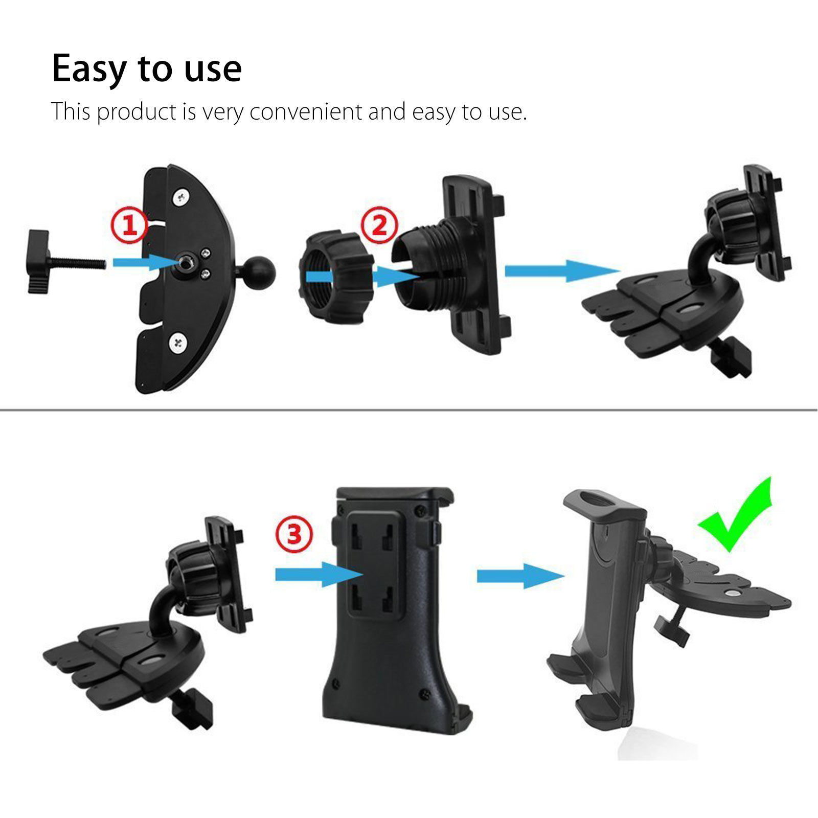 Universal Adjust Car CD Slot Mount Holder Fr iPad/Galaxy Tab/Tablet/Phone 4-14''