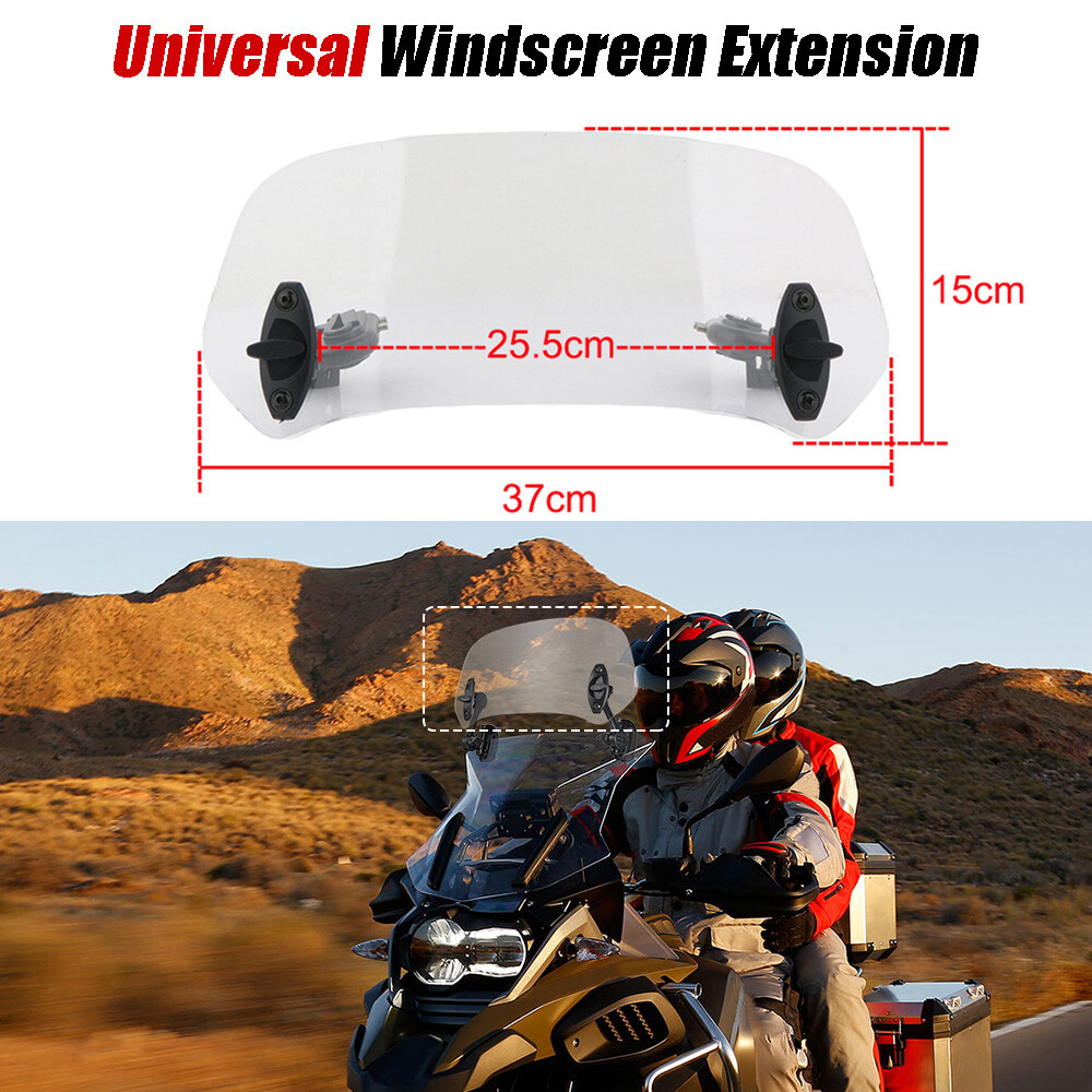 Motorcycle Adjustable Windshield Extension Spoiler Wind Deflector Transparent