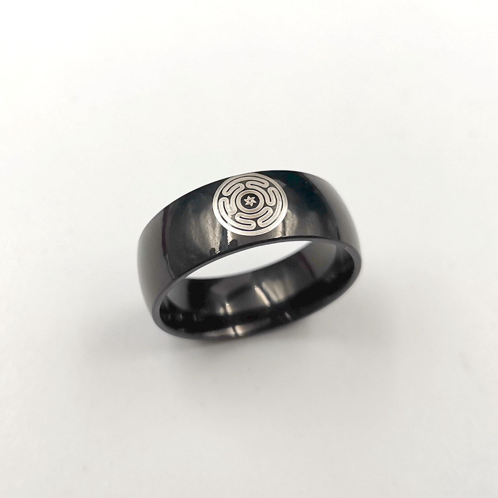Hekate Magic Black Necromancy Wheel Maze ring S.steel US 8#,9#,10#,11#,12#