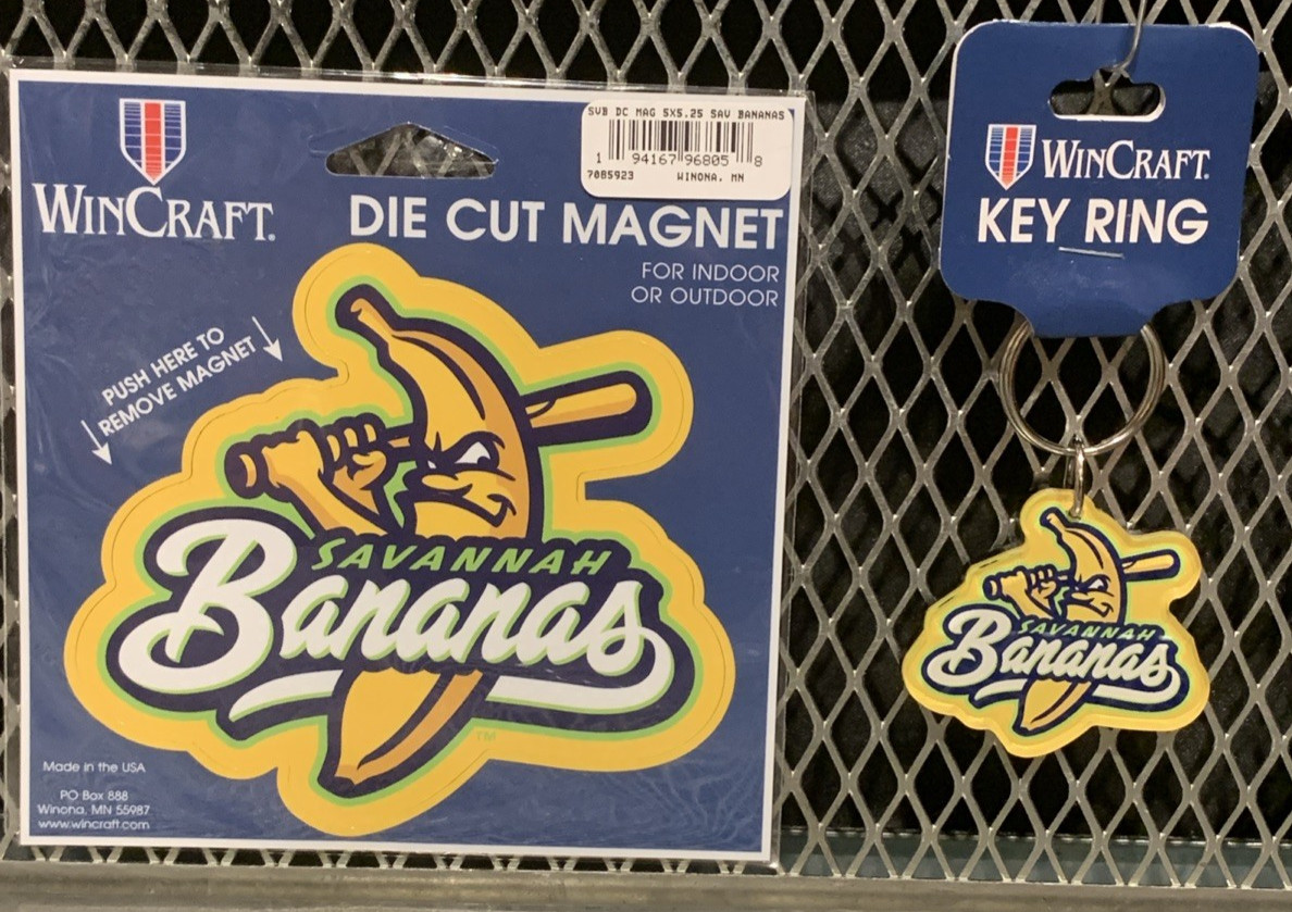 Lot of Savannah Bananas Logo Magnet & Key Chain Ring Keychain WinCraft New