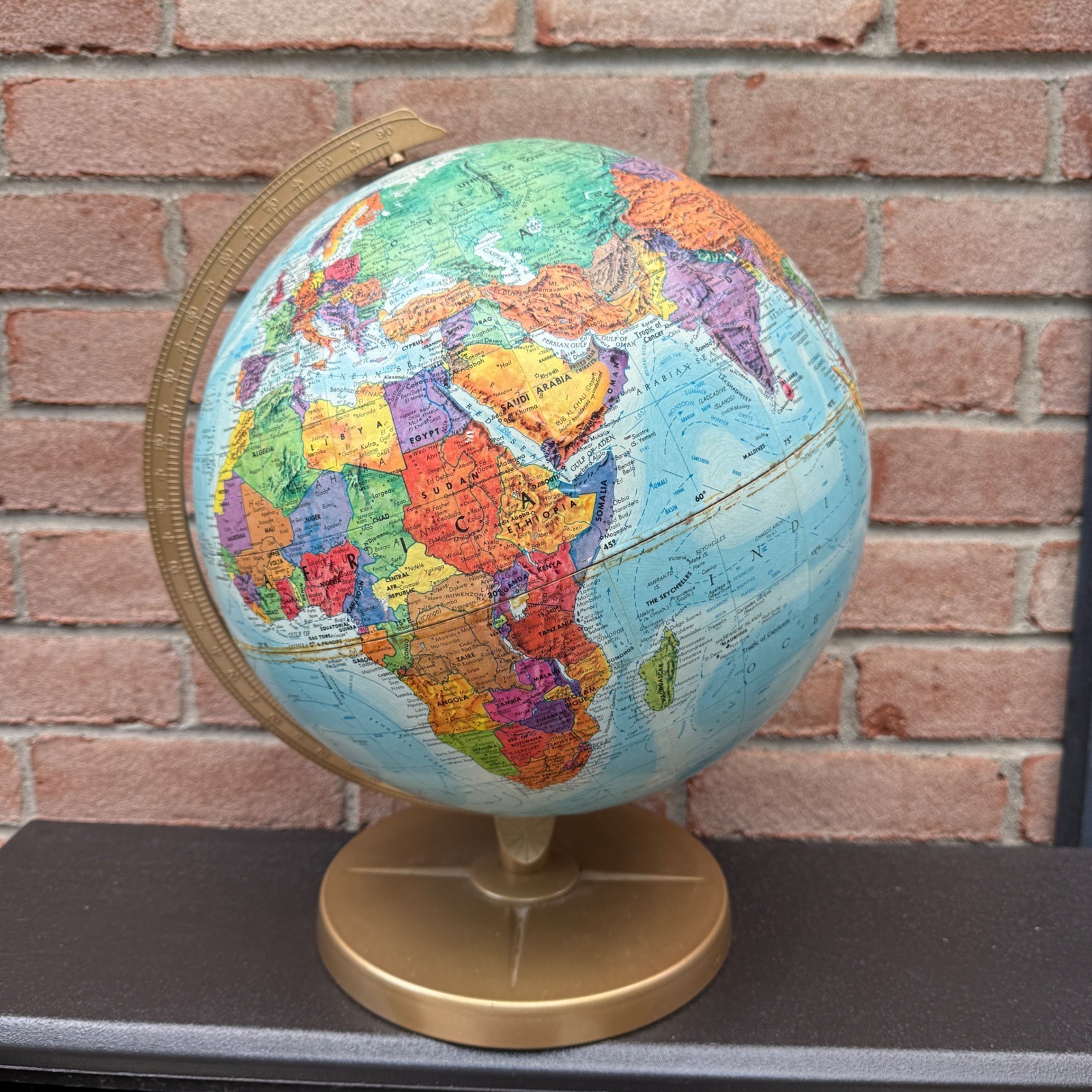 Replogle Vintage World Nation Series 12" Globe Blue Raised Mountains MCM Metal