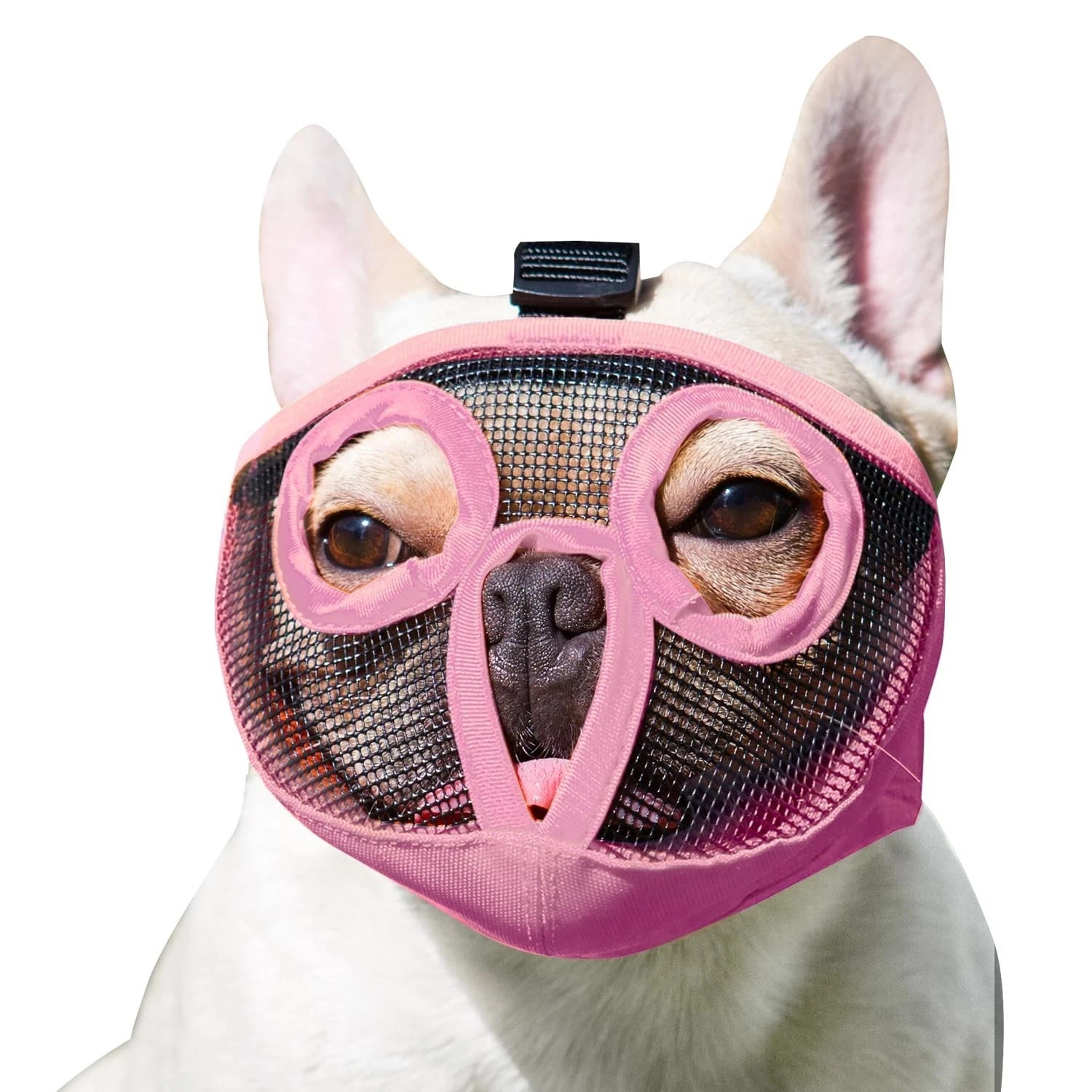 Short Snout Dog Muzzles- Adjustable Breathable Mesh Bulldog Muzzle for Biting...