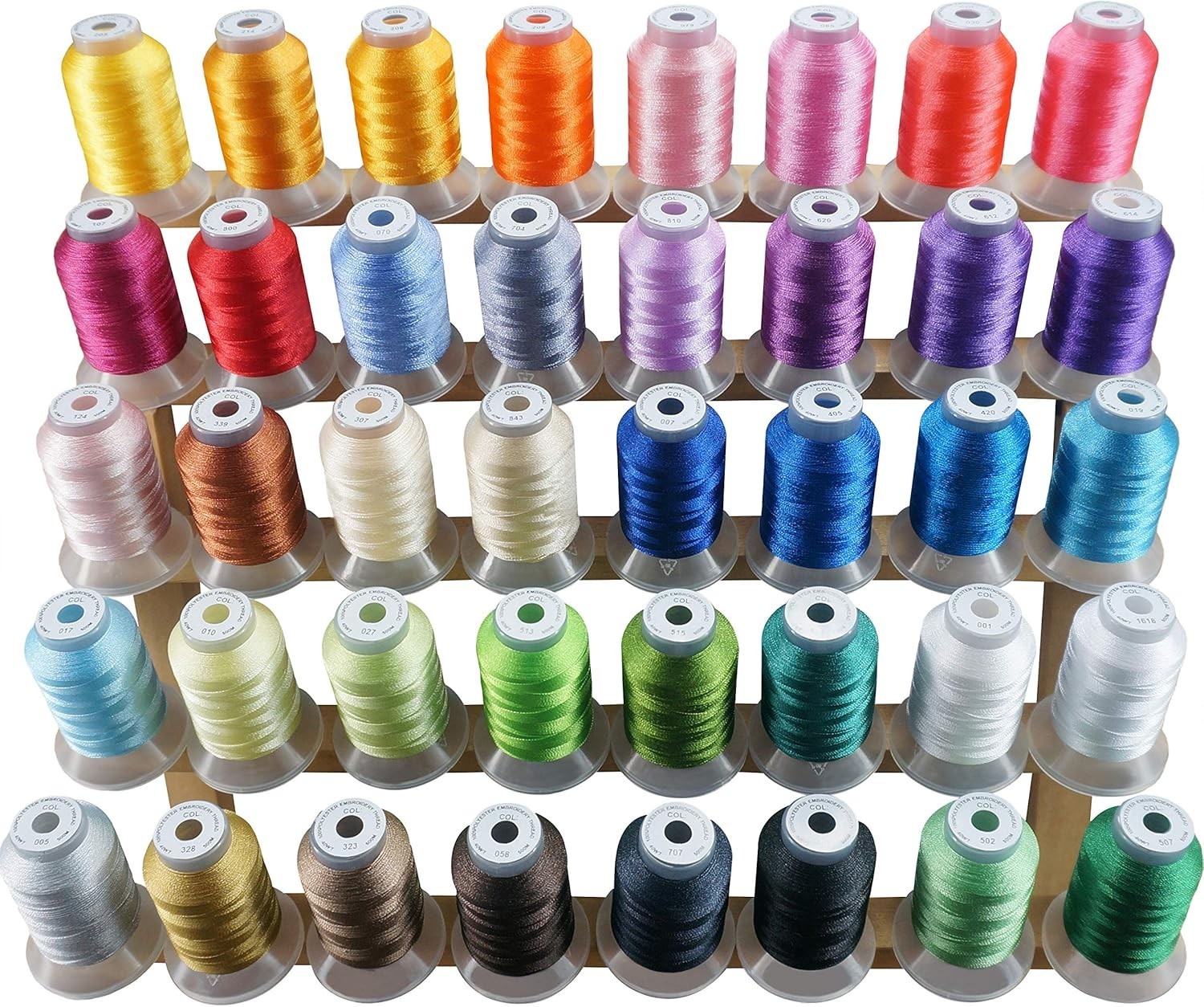 Kit De Hilos De Bordar De Poliester En 40 Colores Para Maquinas De Coser Brother