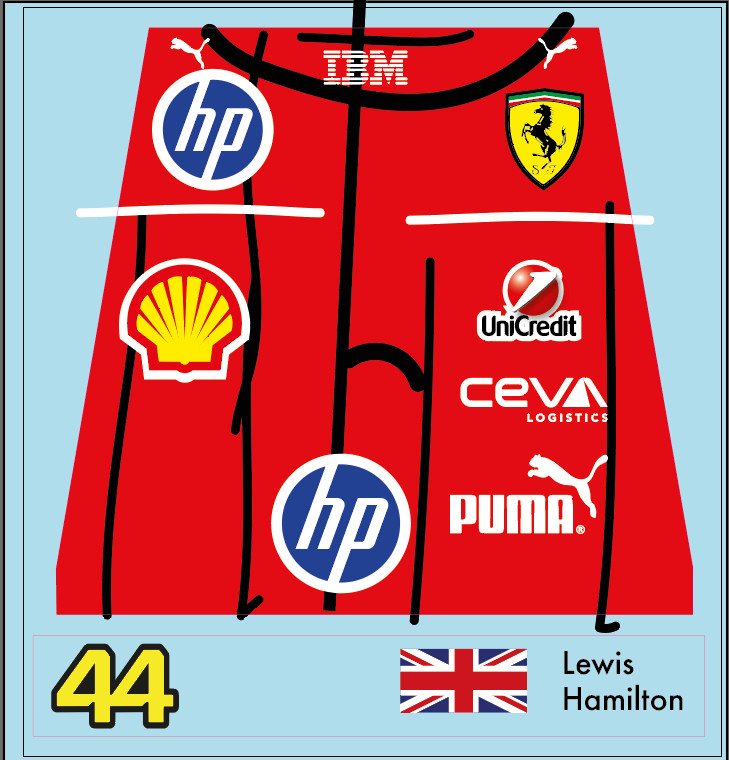 Sticker for Lego Mega figure  10:1 Scale no.44 Lewis Hamilton
