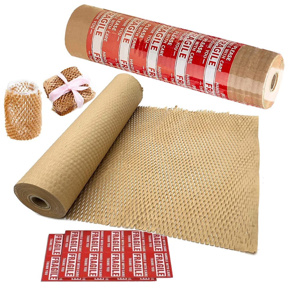 12"W x 100'L Honeycomb Packing Paper for Products Gifts Honeycomb Wrapping Paper
