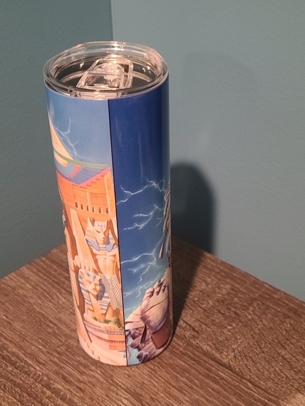 Iron maiden Powerslave/Eddie Mummy 20 oz skinny tumbler CUSTOM MADE NEW w 2 lids