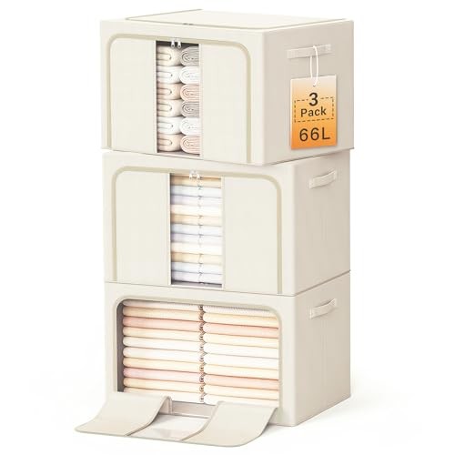 Foldable Clothes Storage Bins with Metal Frame - Foldable Clothes Organizers