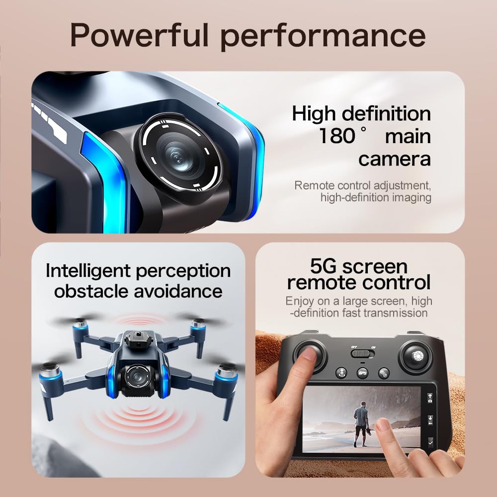 GPS Drone with Camera for Adults, 4.5" Screen Remote Controller, Blue