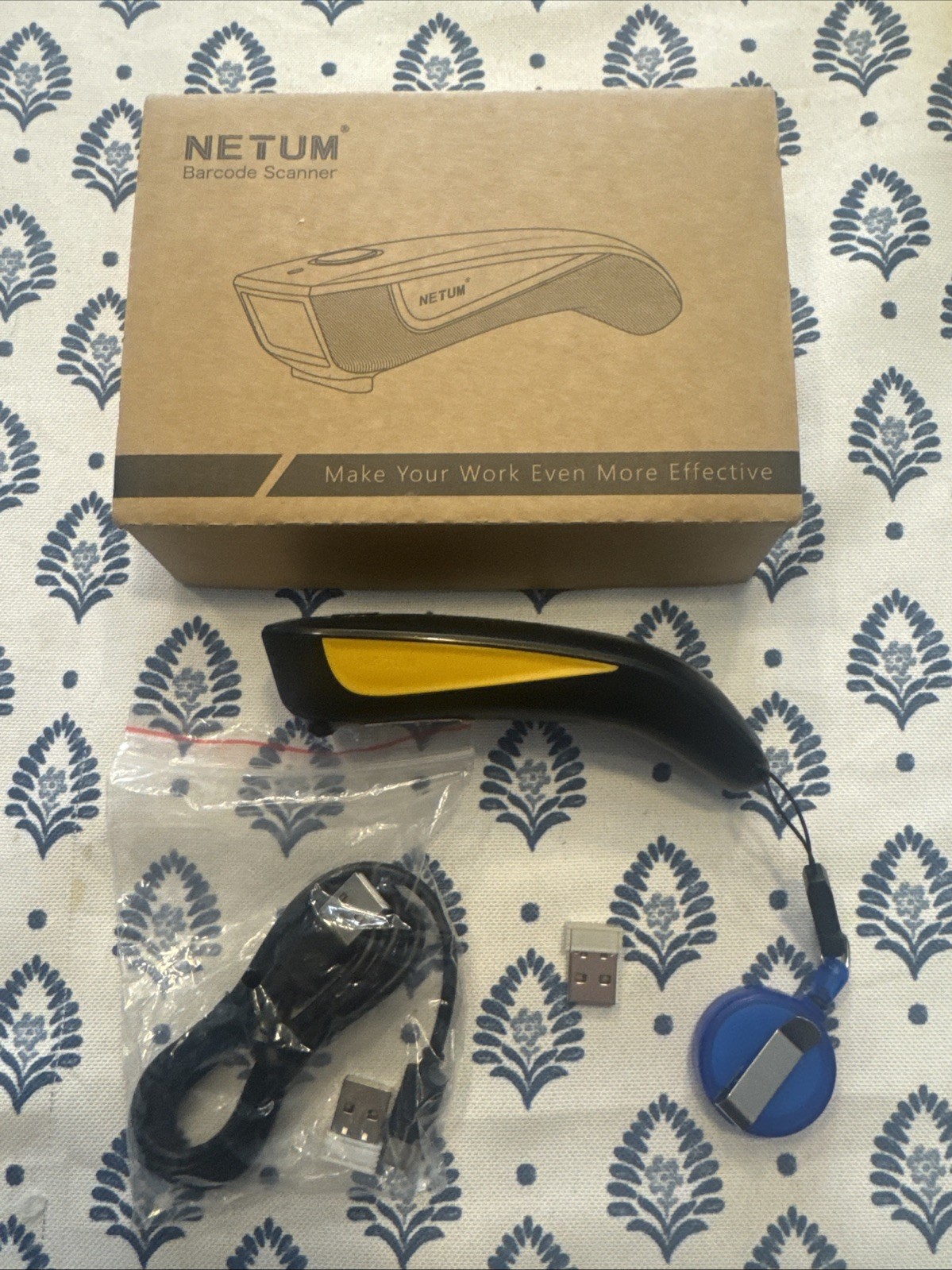 NIB NETUM C750 Bluetooth Portable2.4G Wireless QR Bar Code Reader, Yellow