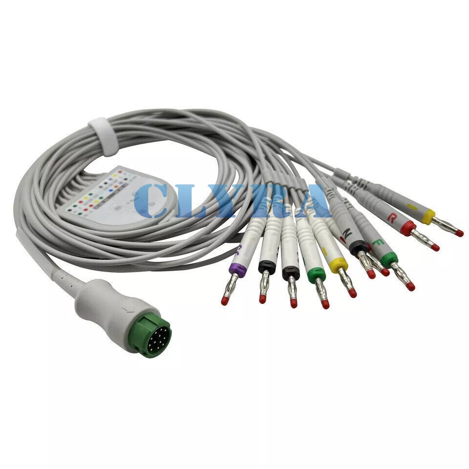 10 Lead EKG ECG Cable Leadwires Banana 4.0 Plug for Biocare IE6 Patient Monitor